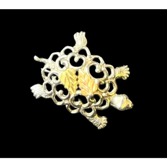 RGC Black Hills 12k Gold 925 SS Turtle Pin 1” L x 3/4” W - Picture 2 of 10